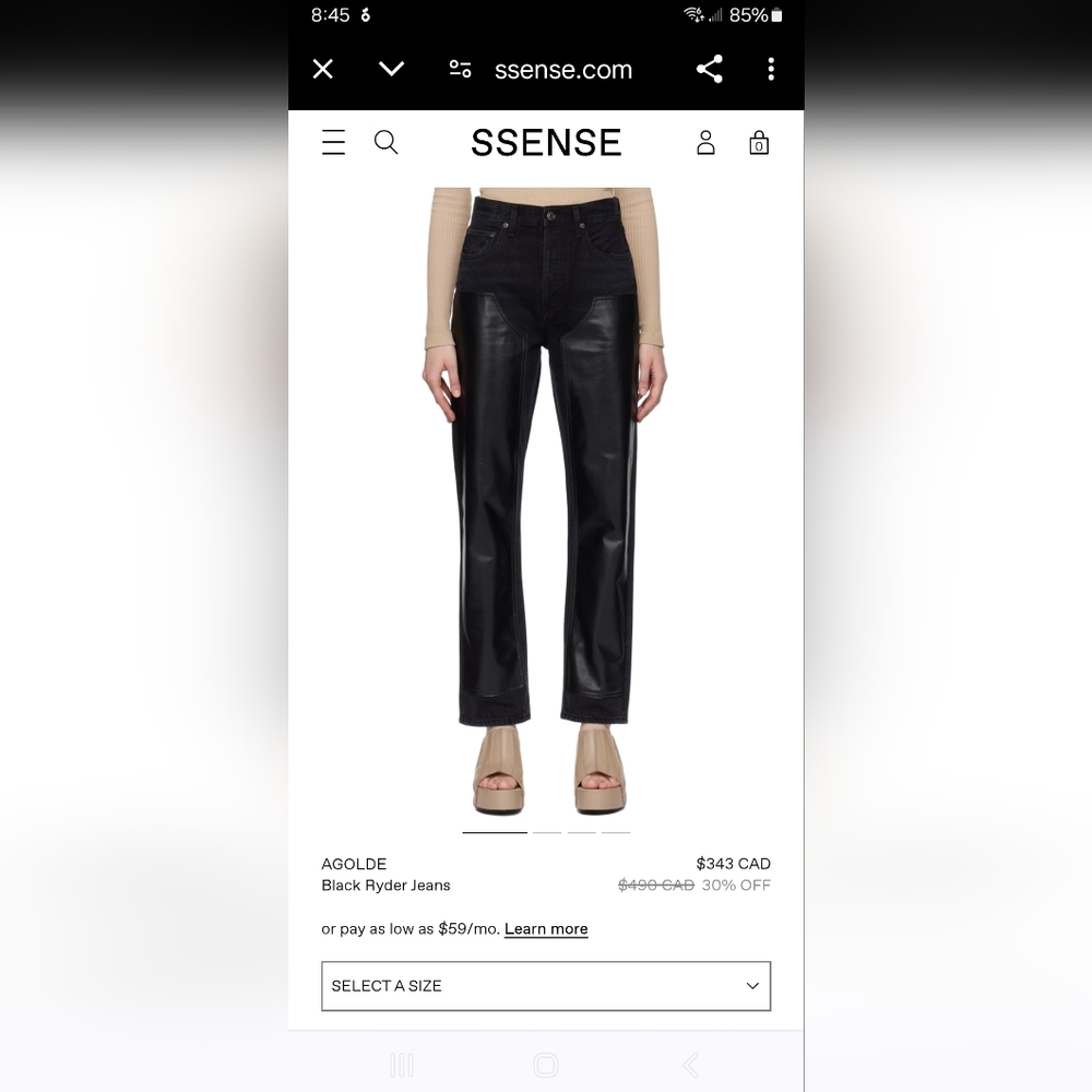 NWT "34" AGOLDE Black Ryder Jeans